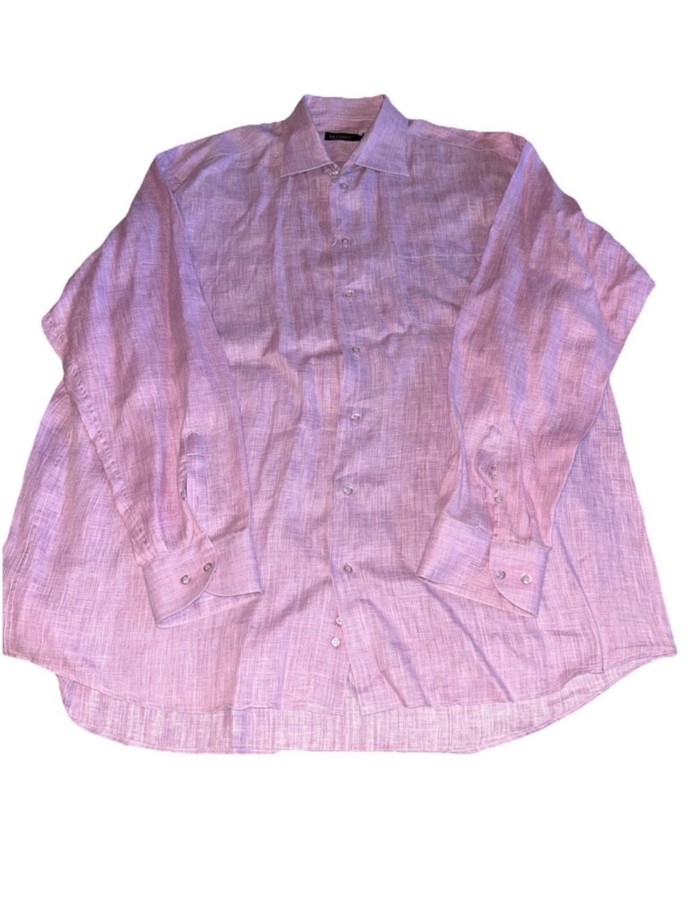 St. Croix 100% Linen Button Up Shirt Mens XXL Lavender Made in Italy Luxury Slub